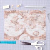 Roos Gold Pink Metaal Glitter Antiek Wereldkaart Tissuepapier (Craft)