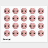 Roos Gold Pink Modern Glam Marble & Makeup Eyes Ronde Sticker (Vel)