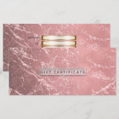 Roos Gold Pink modern marble Gift Certificate (Voorkant / Achterkant)