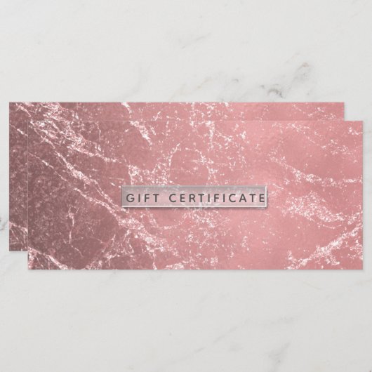 Roos Gold Pink modern marble Gift Certificate (Voorkant / Achterkant)