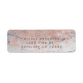 Roos Gold Pink Modern Marble Glam Uitnodiging Etiket (Voorkant)
