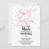 Roos Gold Pink Modern Script Sweet 16 Zestien Kaart (Voorkant)