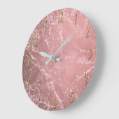Roos Gold Pink Modern Trendy Glam Marble Chic Grote Klok (Hoek)