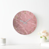 Roos Gold Pink Modern Trendy Glam Marble Chic Grote Klok (Huis)