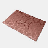 Roos Gold Pink Monogram Floral Modern Classy Deurmat (Schuin)