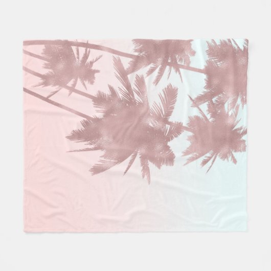 Roos Gold Pink Palms Beach Ombre Palm Trees Chic Fleece Deken (Voorkant (Horizontaal))