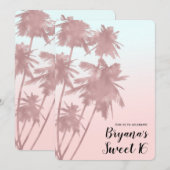 Roos Gold Pink Palms Beach Ombre Palm Trees Chic Kaart (Voorkant / Achterkant)