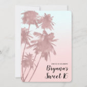 Roos Gold Pink Palms Beach Ombre Palm Trees Chic Kaart (Voorkant)