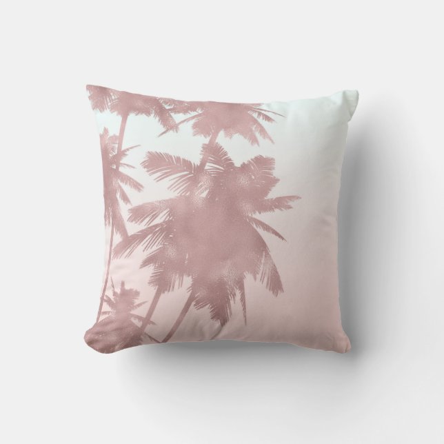 Roos Gold Pink Palms Beach Ombre Palm Trees Chic Kussen (Voorkant)