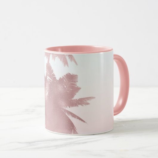 Roos Gold Pink Palms Beach Ombre Palm Trees Chic Mok (Voorkant rechts)