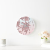 Roos Gold Pink Palms Beach Ombre Palm Trees Chic Ronde Klok (Huis)