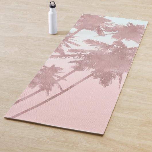 Roos Gold Pink Palms Beach Ombre Palm Trees Chic Yogamat (In situ)