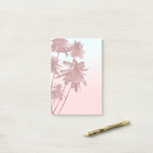 Roos Gold Pink Palms Beach ombre Palm Trees Girly Post-it® Notes (Op bureau)