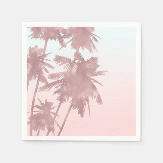 Roos Gold Pink Palms Beach Ombre Palm Trees Servet (Voorkant)