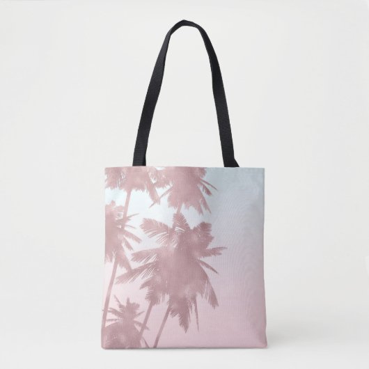 Roos Gold Pink Palms Beach Ombre Palm Trees Tote Bag (Voorkant)