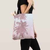 Roos Gold Pink Palms Beach Ombre Palm Trees Tote Bag (Dichtbij)