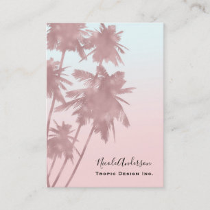 Roos Gold Pink Palms Beach Ombre Palm Trees Visitekaartje