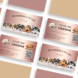 Roos Gold Pink QR Code Social Media Hond Grooming Visitekaartje