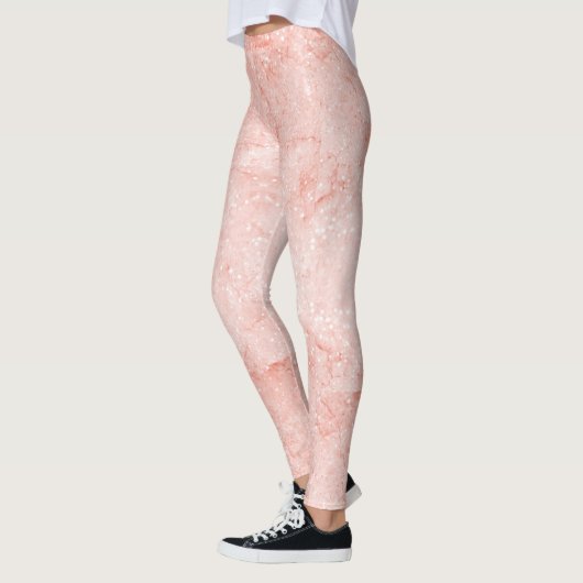 Roos Gold Pink Quartz Sparkle Marble Shimmering Leggings (Links)