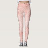 Roos Gold Pink Quartz Sparkle Marble Shimmering Leggings (Voorkant)