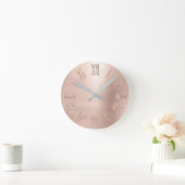 Roos Gold Pink Rose Glitter Minimale Blush Ronde Klok (Huis)