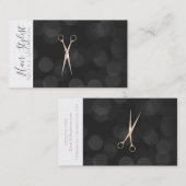 Roos Gold Pink Scissors Black White Hair Stylist Visitekaartje (Voorkant / Achterkant)