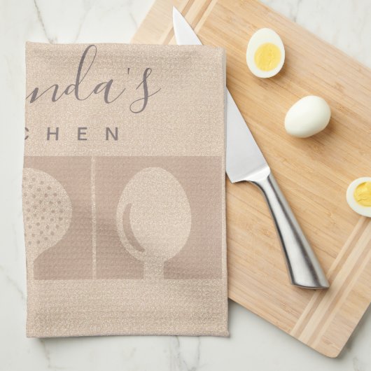 ROOS GOLD PINK SHIMMER SPOON FORK SKIMMER CHEF THEEDOEK (Quarter Fold)