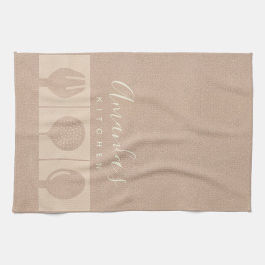 ROOS GOLD PINK SHIMMER SPOON FORK SKIMMER CHEF THEEDOEK (Horizontaal)