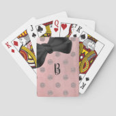 Roos Gold Pink Shine Glam Polka Dots & Bow Modern Pokerkaarten (Achterkant)