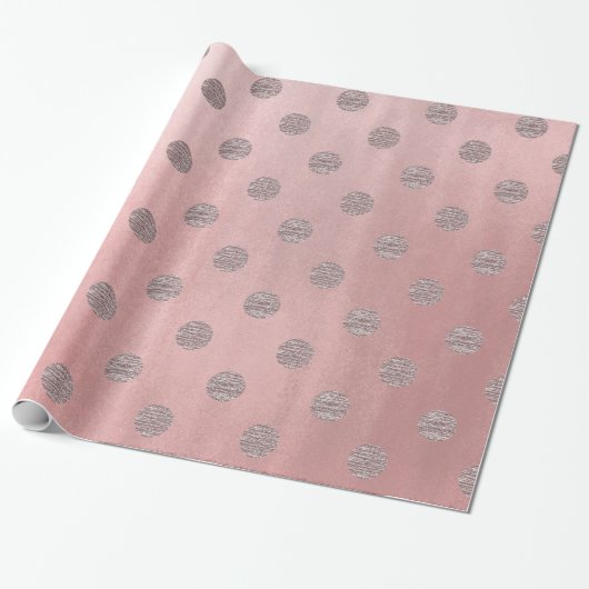 Roos Gold Pink Shine Glam Polka Dots Modern Chic Cadeaupapier (Uitgerold)