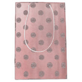 Roos Gold Pink Shine Glam Polka Dots Modern Chic Medium Cadeauzakje (Voorkant)