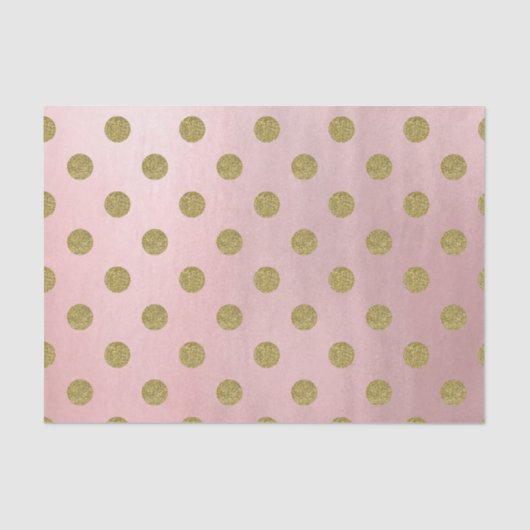Roos Gold Pink Shine Glam Polka Dots Modern Chic Tissuepapier (Voorkant)