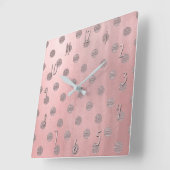 Roos Gold Pink Shine Glam Polka Dots Modern Chic Vierkante Klok (Hoek)