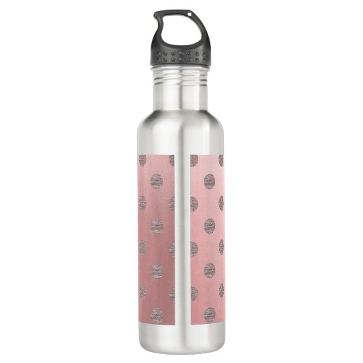Roos Gold Pink Shine Glam Polka Dots Modern Chic Waterfles (Achterkant)
