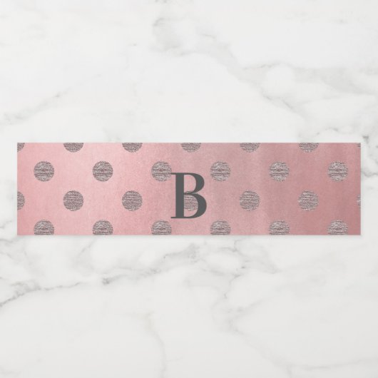 Roos Gold Pink Shine Glam Polka Dots Modern Chic Waterfles Etiket (Enkel label)