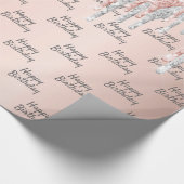 Roos Gold Pink Silver Drips Verjaardag Cadeaupapier (Hoek)