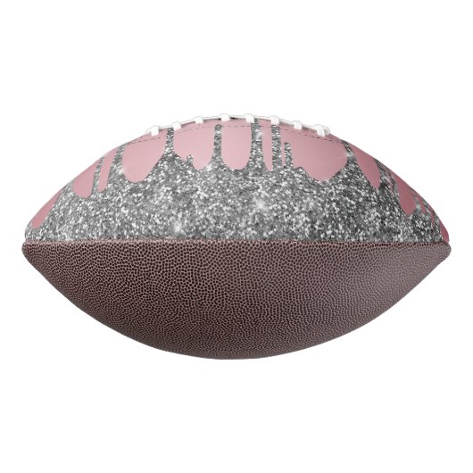 Roos Gold Pink Silver Glitter Drift Monogram Naam American Football (Gedraaid 90)