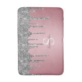 Roos Gold Pink Silver Glitter Drift Monogram Naam Badmat (Voorkant Verticaal)