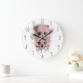 Roos Gold Pink Skull Drip Ink Splatter Grafisch Grote Klok (Huis)