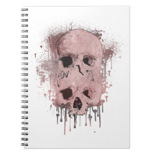 Roos Gold Pink Skull Drip Ink Splatter Grafisch Notitieboek