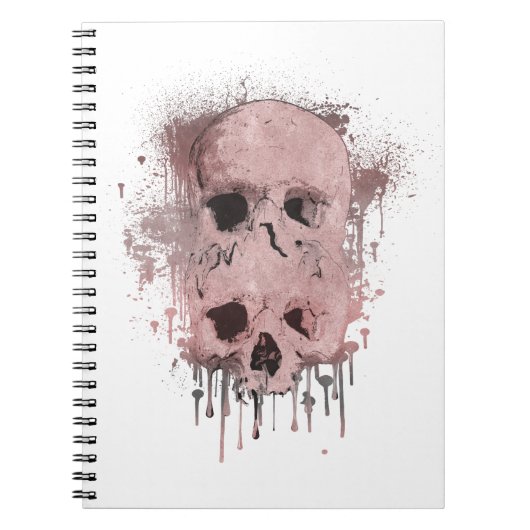 Roos Gold Pink Skull Drip Ink Splatter Grafisch Notitieboek (Voorkant)