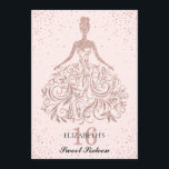 Roos Gold Pink Sparkle Dress Sweet 16th Birthday Kaart<br><div class="desc">Roze Rose Gold Sparkle GIitter Dress Sweet Sixteen 16th Birthday Invitation Het ontwerp is voorzien van een laser-cut roos gouden glitter ball gown jurk met gladde confetti accenten.</div>