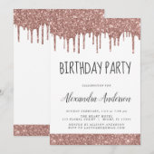 Roos Gold Pink Sparkle Glitter Any Age Verjaardag Kaart (Voorkant / Achterkant)