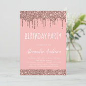 Roos Gold Pink Sparkle Glitter Any Age Verjaardag Kaart (Staand voorkant)