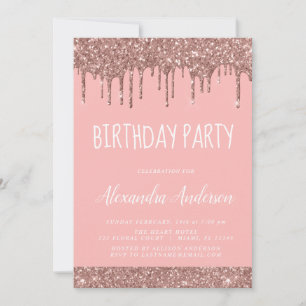 Roos Gold Pink Sparkle Glitter Any Age Verjaardag Kaart
