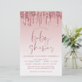 Roos Gold Pink Sparkle Glitter Baby shower (Staand voorkant)