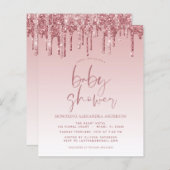Roos Gold Pink Sparkle Glitter Baby shower (Voorkant / Achterkant)