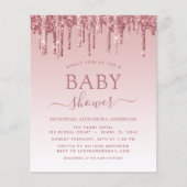 Roos Gold Pink Sparkle Glitter Baby shower (Voorkant)