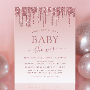 Roos Gold Pink Sparkle Glitter Baby shower