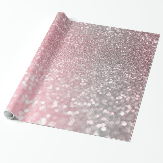 Roos Gold Pink Sparkle Luxury Trendy Glitter Cadeaupapier (Uitgerold)
